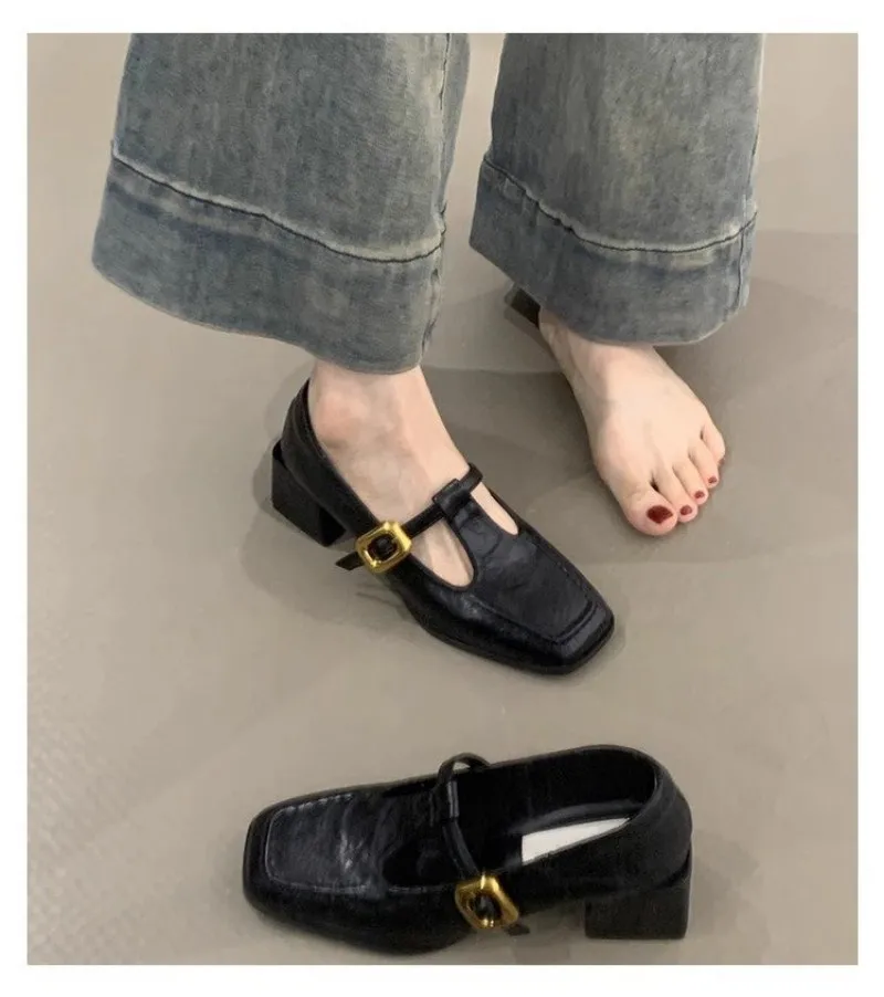 Women Square Toe T-Strap Mary  - огляд і ціна Vintage Fashion Dresses