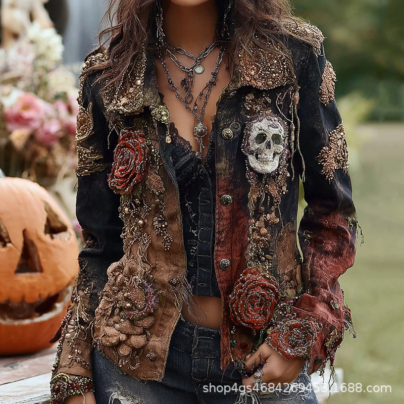Gothic Punk Skull Rose Embroid - огляд і ціна Vintage Fashion Stores