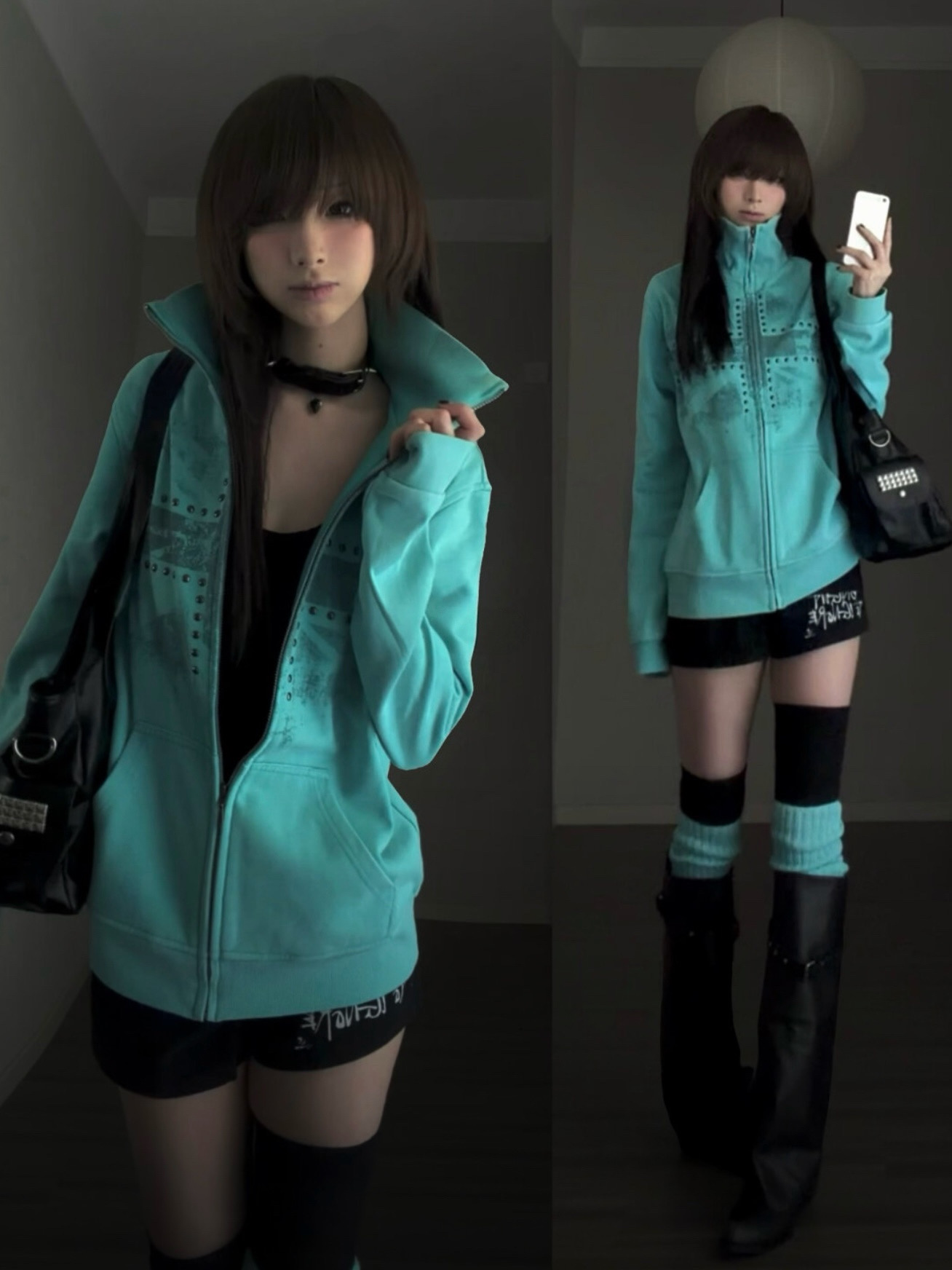 Mint Green Printed Rhinestone  - огляд і ціна Vintage Windbreaker Nylon