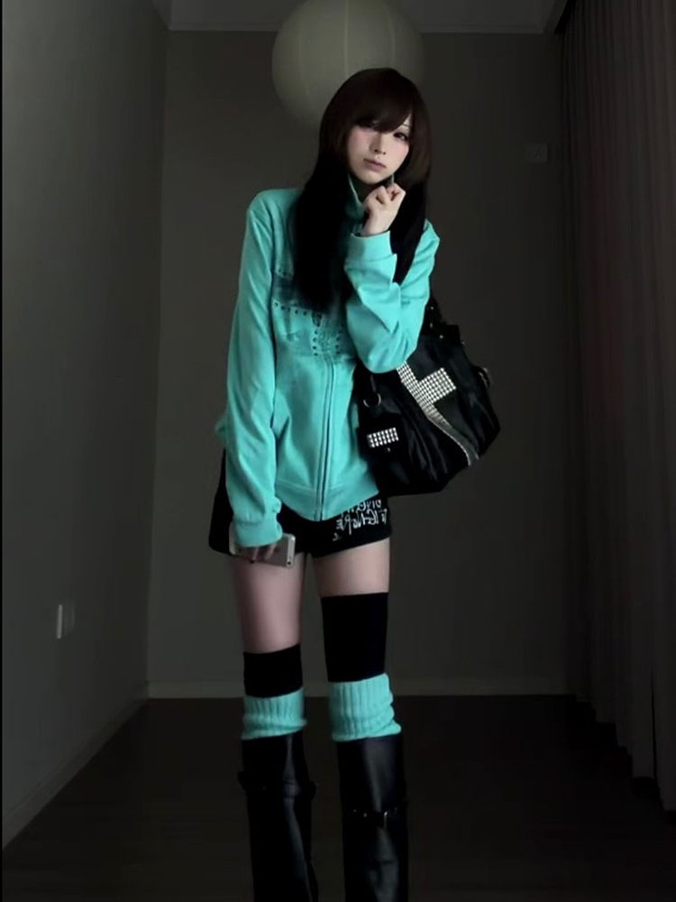 Mint Green Printed Rhinestone  - огляд і ціна Vintage Windbreaker Nylon