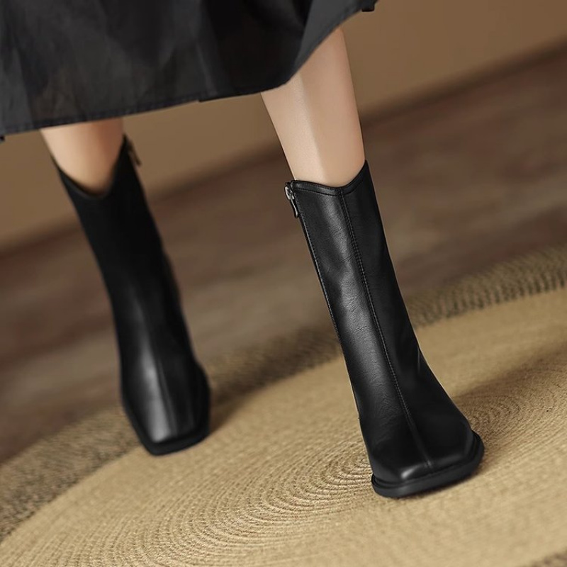 Women Square Toe Leather Ankle - огляд і ціна Vintage Fashion Dresses